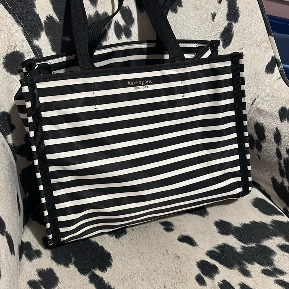 kate spade Black and White Striped Tote